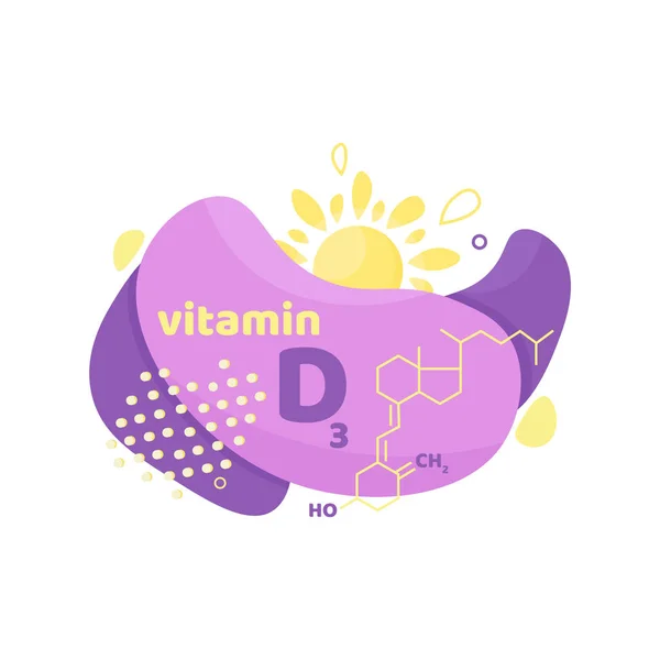 Vitamin D, vektor D3. 2. listopadu - Den vitamínu D. — Stockový vektor