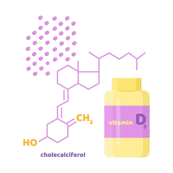 Vitamina D, vetor D3. 2 Novembro - Dia da vitamina D . — Vetor de Stock