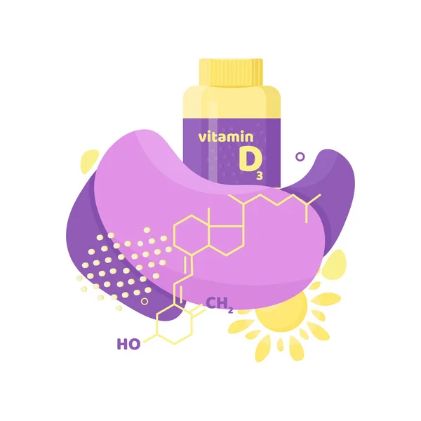D-vitamin, D3-vektor. 2 november - D-vitamindag. — Stock vektor