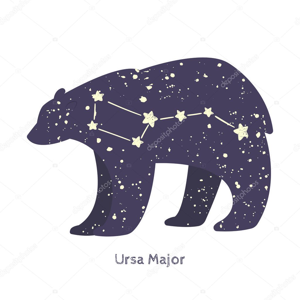 Ursa major. Big bear constellation in the night starry sky.