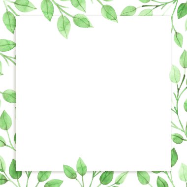 Yapraklı suluboya arka plan. Tasarım için çerçeve.