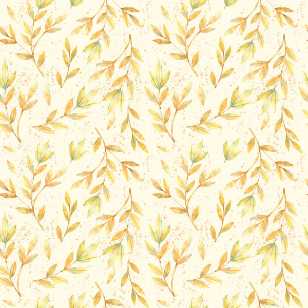 Watercolor Seamless Floral Pattern Leaves Branches — Stockfoto