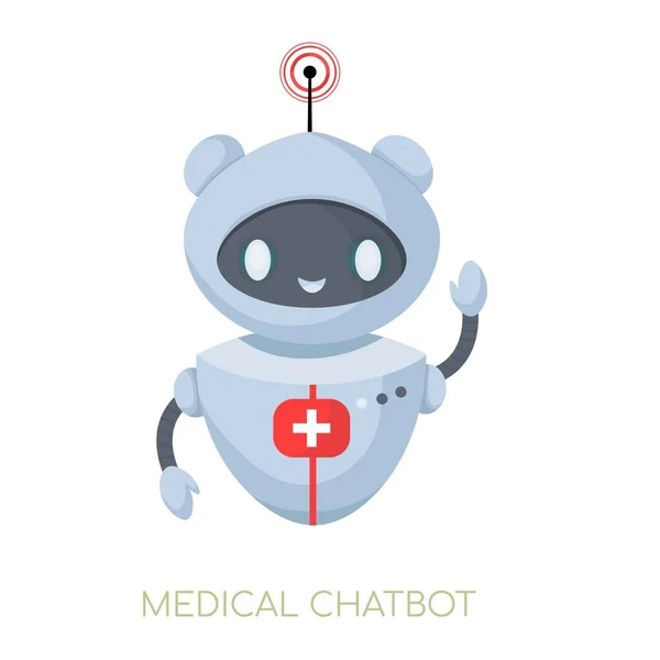 Ιατρικό Χαριτωμένο Chatbot Ρομπότ Γιατρός Επιστημονικές Τεχνολογίες Για Την Υγεία — Διανυσματικό Αρχείο