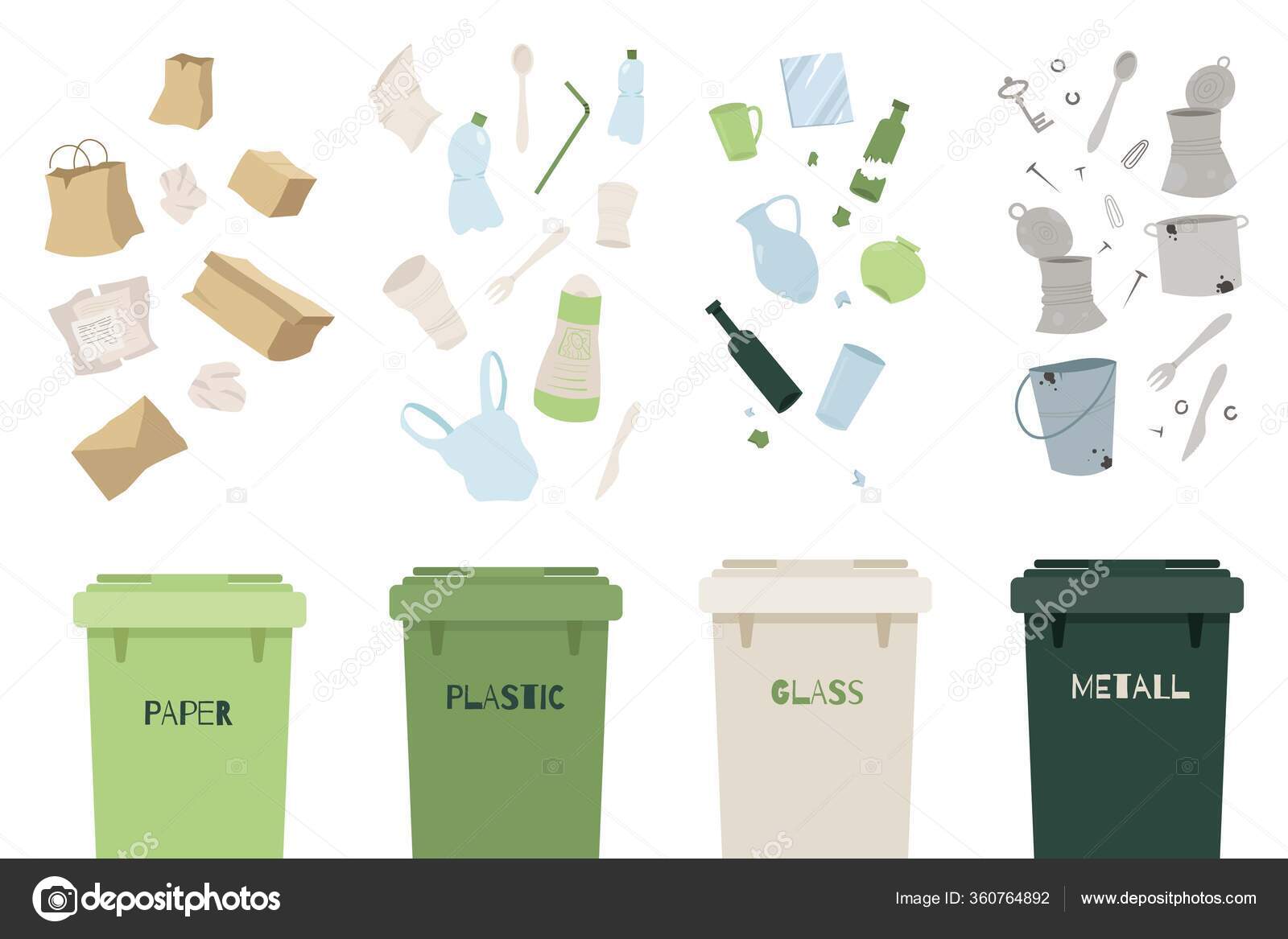 Concepto Gestion Residuos Separacion Residuos Cubos Basura Clasificacion Residuos Para Vector de stock 360764892 de usmanovairina