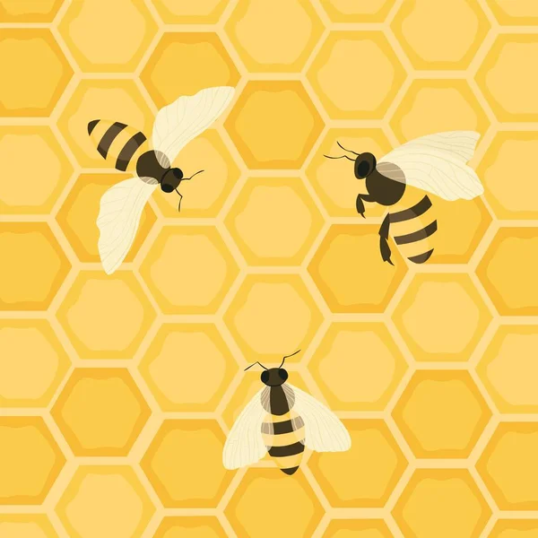 Bees Design Postcard Poster Motive — Stock Vector