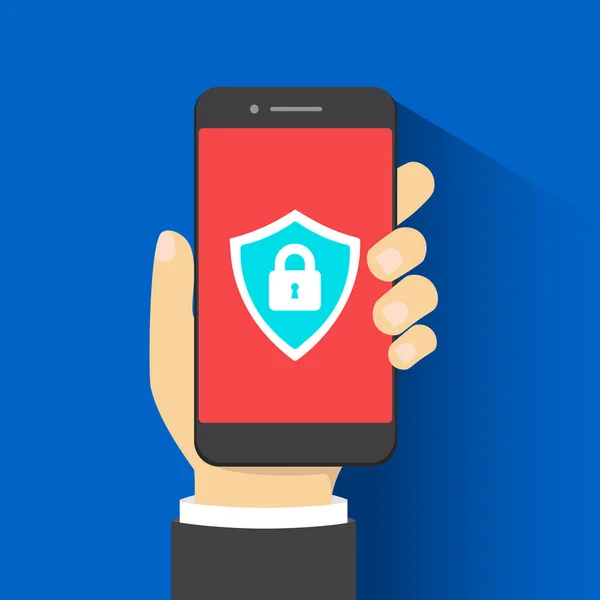 Concept Mobile Security Mobile Phone Vector Illustration — 스톡 벡터