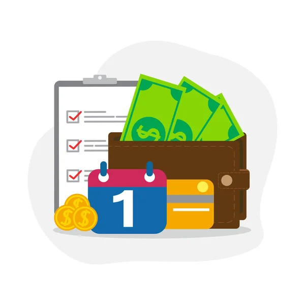 Salary Payment Concept Payroll Annual Bonus Income Vector Illustration — 스톡 벡터