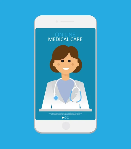 Online Medische Consultatie Ondersteuning Online Dokter Vectorillustratie — Stockvector