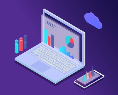 büyük veri kavramı izometrik vektör çizimi