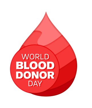 Bir damla kan ve tıbbi işaretle dünya kan donörü günü.