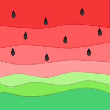 Modern karpuz çizimi. Moda kağıt kesim efektli vektör yaz posteri