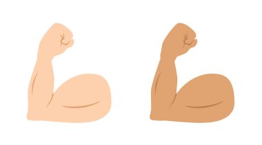 kaslı biceps emojisi, güçlü emoji kası, vektör illüstrasyonu