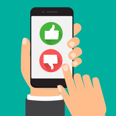 başparmak yukarı, başparmak aşağı, derecelendirme geri bildirim ve gözden geçirme, vektör illüstrasyonu