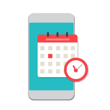 planlama uygulaması akıllı telefon, ekran takvimi, vektör illüstrasyonu