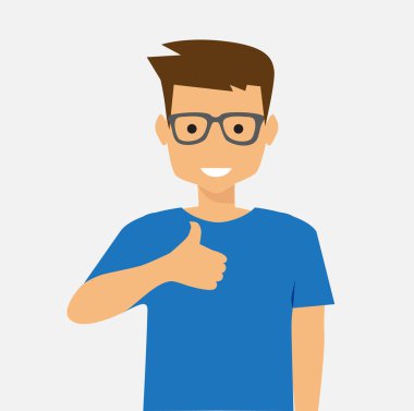 Adam başparmağını hareket vektörü illüstrasyonunda gösteriyor