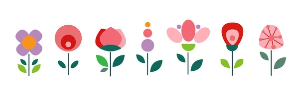 Набір Вінтажних Квітів Векторні Ілюстрації — стоковий вектор