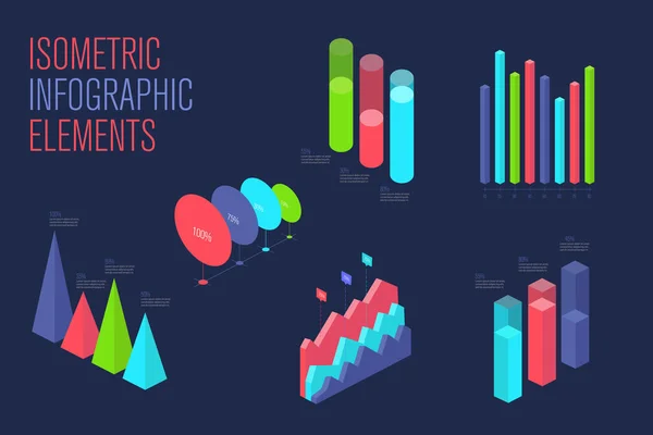 Infografía Elementos Vectoriales Diseño Isométrico Para Presentación Gráficos Estadísticas Datos — Vector de stock