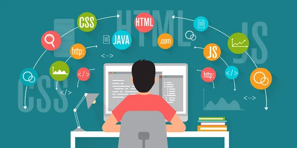 Front End Development Веб Приложение Концепция Создания Сайта Программирование Программирование — стоковый вектор
