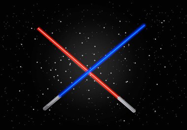 İki çapraz ışık kılıcı vektör illüstrasyonu