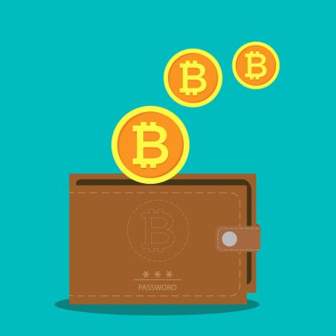 Bozuk paralı vektör kahverengi bitcoin cüzdanı