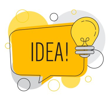 Ampullü konuşma balonu, fikir kavramı, düz vektör illüstrasyonu