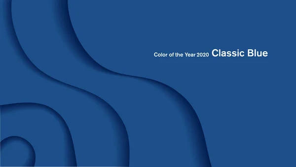 Cor Ano 2020 Clássico Azul Abstrato Azul Ondas Fundo Ilustração — Vetor de Stock