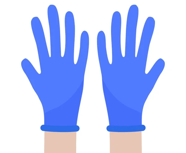 Mãos Luvas Proteção Luvas Látex Contra Vírus Bactérias Ilustração Vetorial — Vetor de Stock