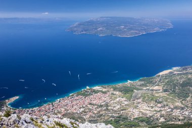 Hırvatistan, Dalmaçya, Adriyatik Denizi panoramik manzara - Makarska 