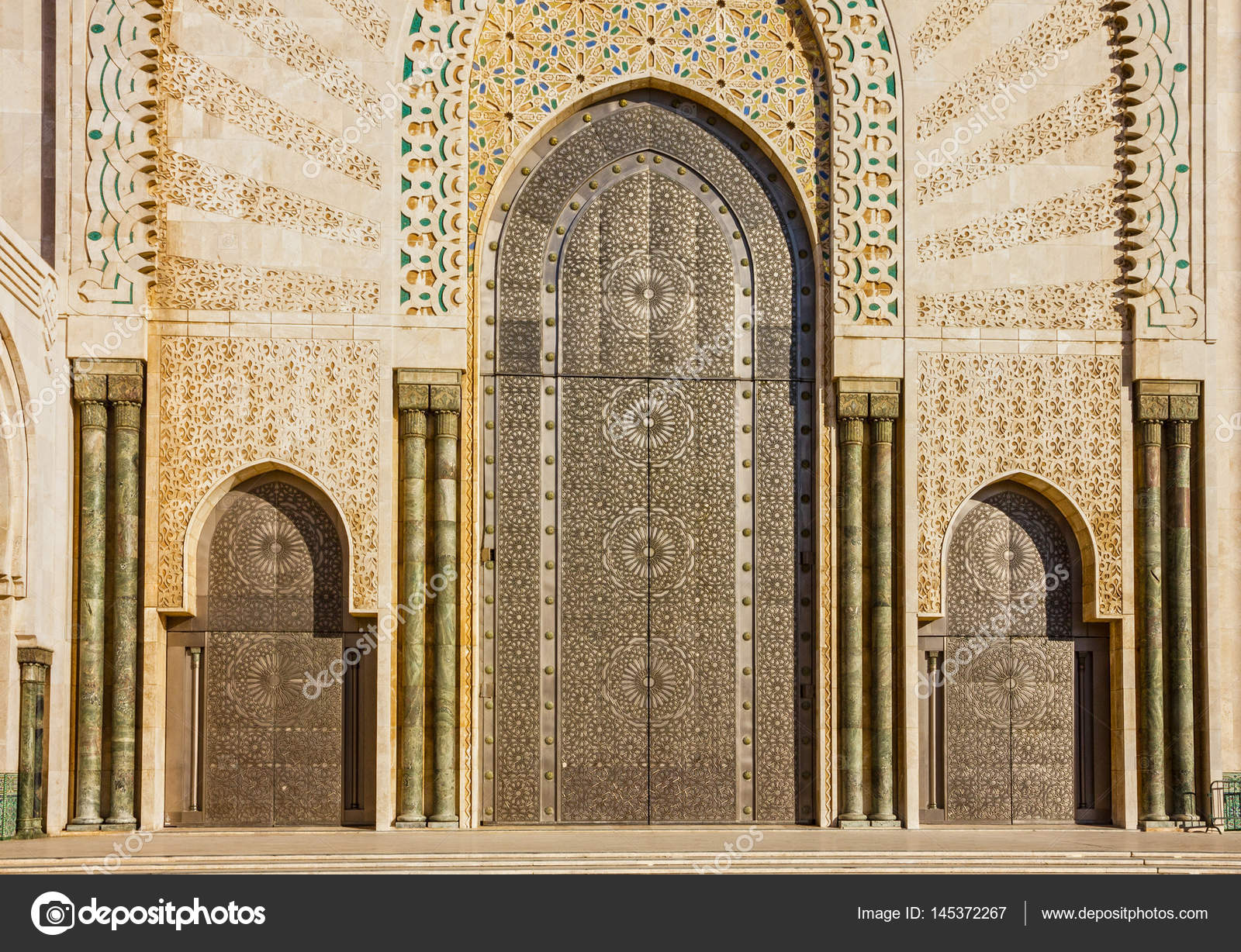 Casablanca, Morocco. entrance door of mosque Hassan II building Stock Photo  by ©TravelFaery 145372267