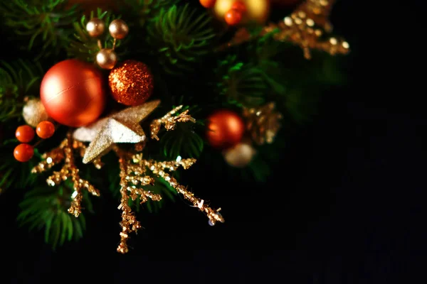 Natal grinalda inverno feriado porta decoração em dourado e ou — Fotografia de Stock