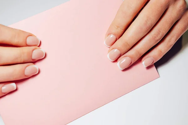 Gel nail extensions bygga upp processen — Stockfoto