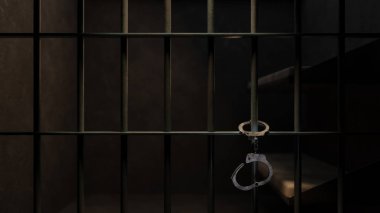 Loş hapishane hücresi ve kelepçe