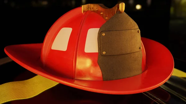 Шлем пожарного на куртке — стоковое фото