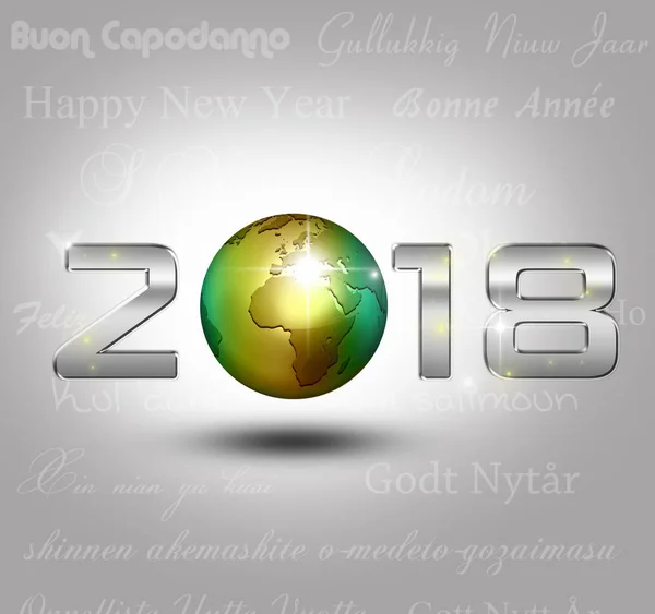 Wereld Globe New Year 2018 — Stockfoto