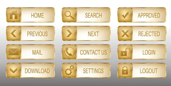 Zarif altın vektör Web düğmeleri Icons Set