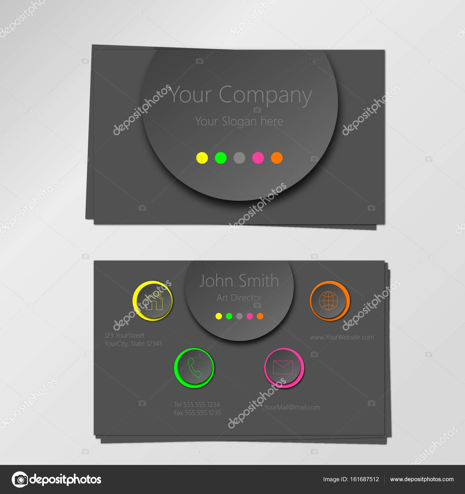 Colorful Neon Professional Modern Vector Business Card Design With Push Card Template
