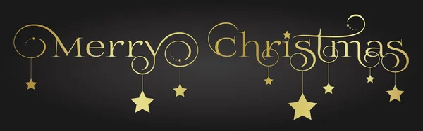 Vector Oro Feliz Navidad Letras Diseño con Estrellas — Vector de stock
