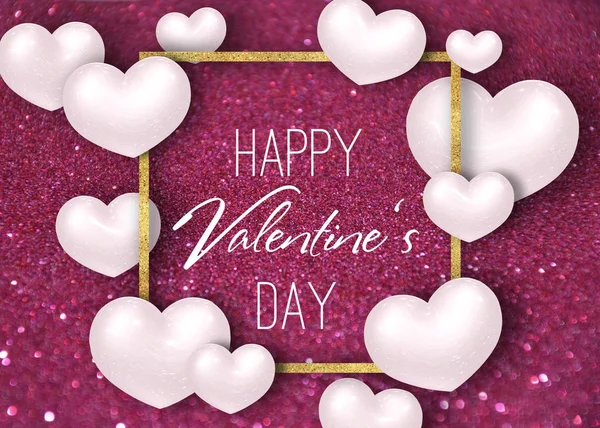 Happy Valentine Day Festlich Funkeln Glitzern Weinroten Dunkelroten Hintergrund Illustration — Stockfoto