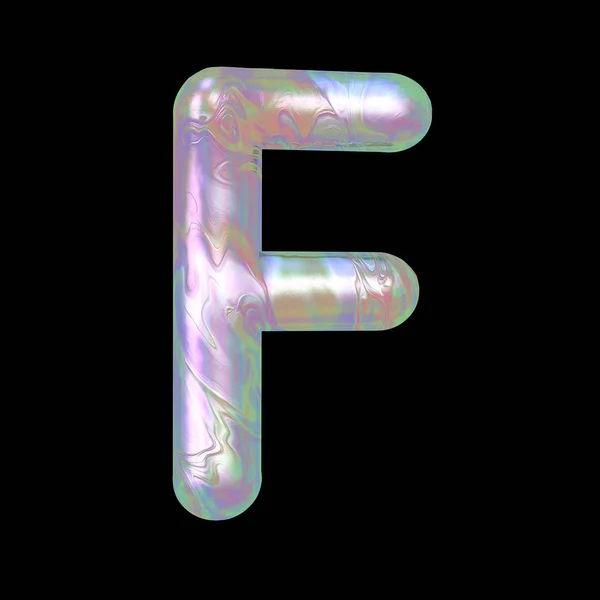 Modern Liquid Marble Holographic Render Letter Uppercase Illustration Isolated Back — Stock Photo, Image