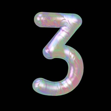 Arka arka plan üzerinde Modern sıvı mermer holografik 3d render sayısı üç 3 illüstrasyon izole.