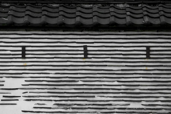 Parede Argila Japonesa Velha Usando Telha Telhado — Fotografia de Stock