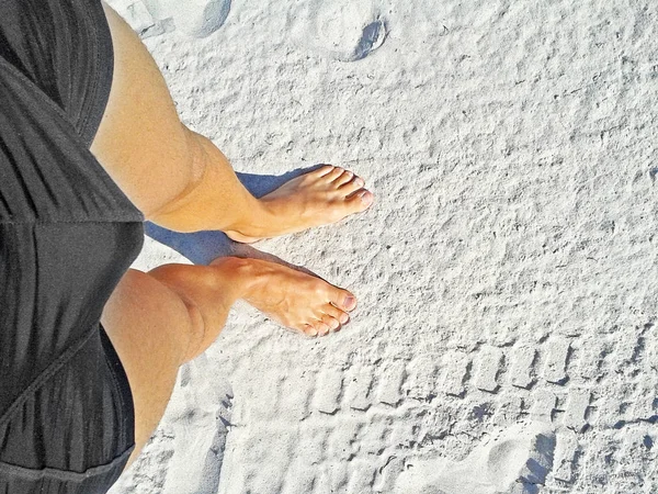 Two Feet Beach Sand Top View — Stock Photo, Image