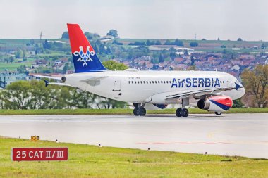 Airbus A319 hava Sırbistan pist kalkıştan önce