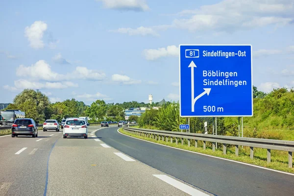 Freeway Vägskylt Autobahn 531 Avsluta Boblingen Sindelfingen — Stockfoto