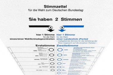 Almanya seçimleri - oy kağıt kartı