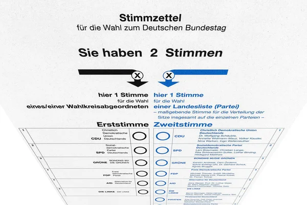 Německé volby - volební papírová karta — Stock fotografie