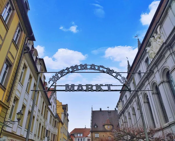 Zeichen Des Weihnachtsmarktes Bayerischen Ansbach Historische Gebäude Der Altstadt Von — Stockfoto