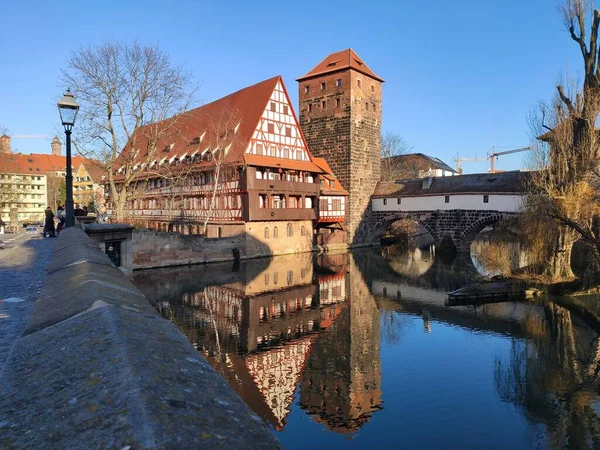 Nürnberg Januar 2020 Sehenswürdigkeiten Henkersteg Und Henkerhaus Der Historischen Altstadt — Stockfoto