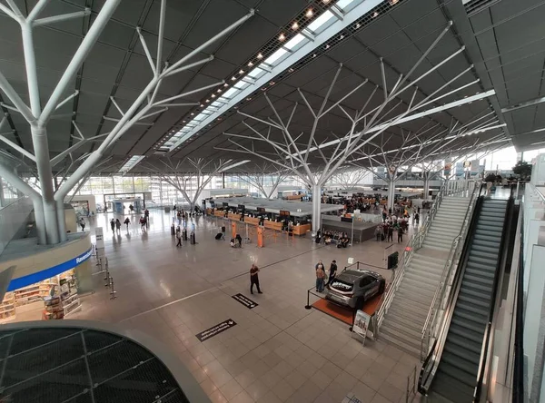 Stuttgart Alemania Septiembre 2019 Terminal Aeropuerto Stuttgart Alemania Con Mostradores — Foto de Stock