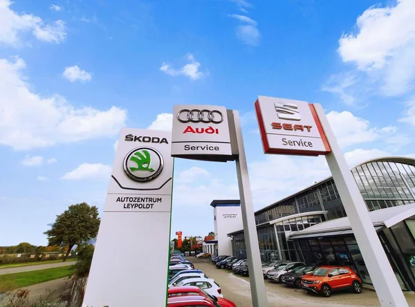 Filderstadt Γερμανία Οκτωβρίου 2019 Audi Skoda Seat Brand Έμβλημα Μπροστά — Φωτογραφία Αρχείου